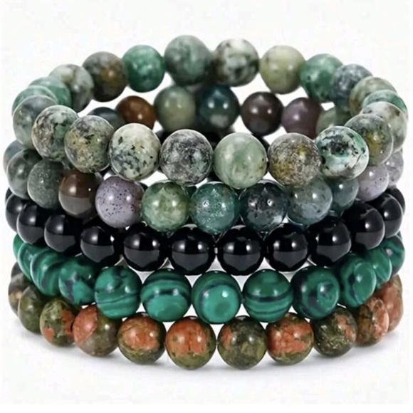 Natural Stone Bracelet Set Bohemian 70s Style Bracelets Jewelry Gift Idea Gifts - Picture 11 of 12